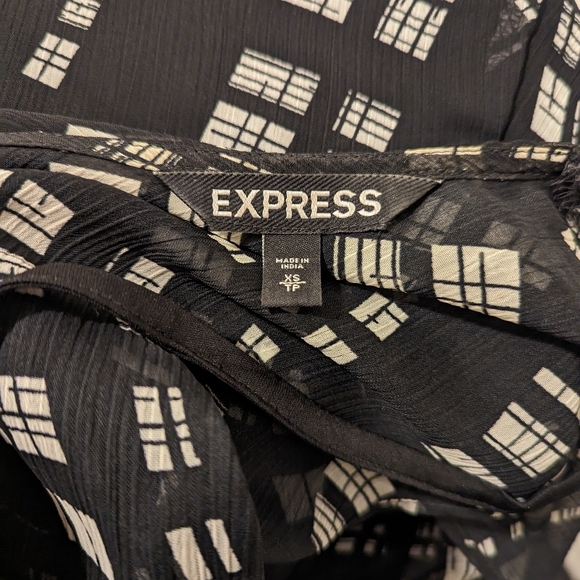Express Black and White Sheer Dress with Slip - Picture 3 of 4